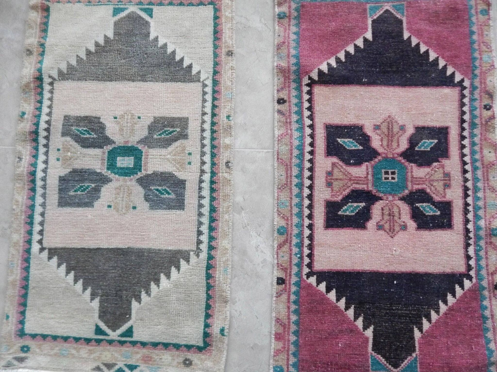 Lot de 2 tapis turcs vintage faits main
