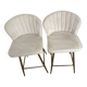 Lot de 2 chaises de bar velours blanc/crème