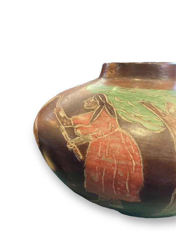 Vase péruvien en terre cuite polychrome