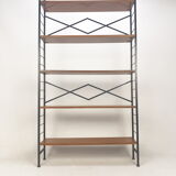 Italian free standing teak shelving unit, 1950