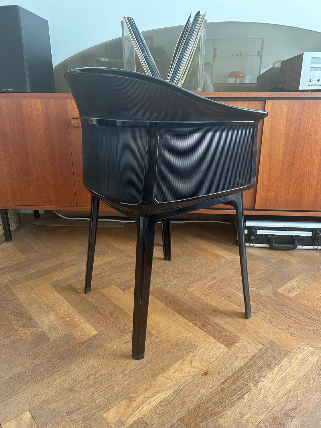 "Papyrus" black armchairs designed by Ronan and Erwan Bouroullec.