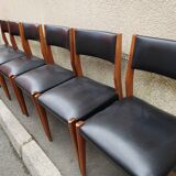 6 scandinavian black and beech chairs