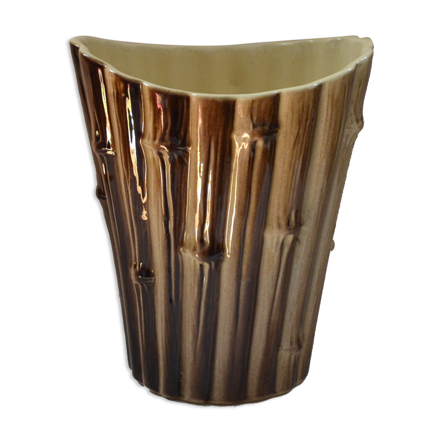 Vase Saint-Clément décor bambou rotin