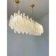 Contemporary Clear “Conchiglie” Murano Glass Rectangular Gold Chandelier by