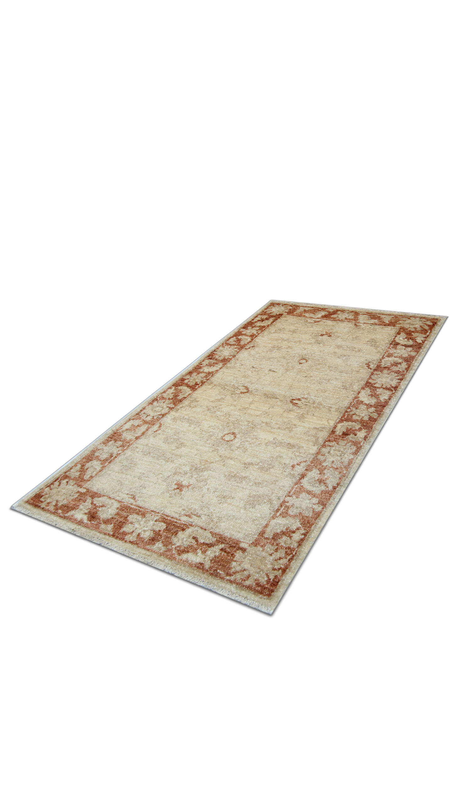 Cream Rug Handwoven Traditional Zeigler Carpet- 65x118cm