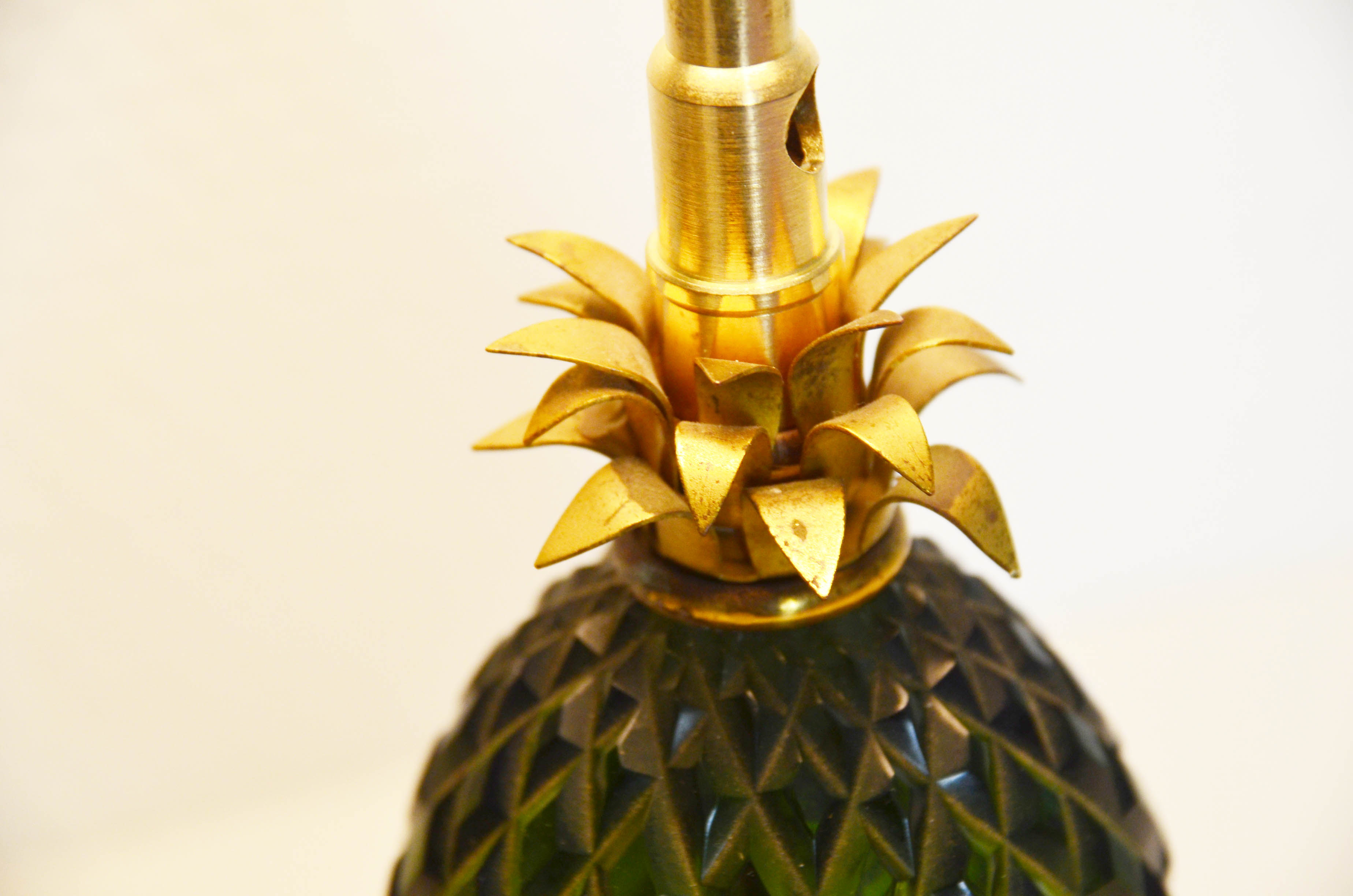 Pineapple lamp brass glass 60s