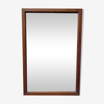 Vintage Rectangular Wall Mirror Teak Frame