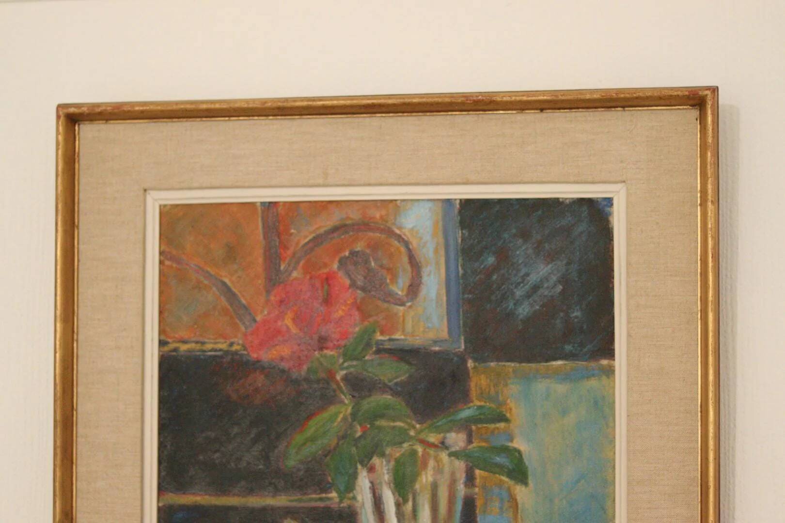 Huile sur masonite suédoise du milieu du siècle « Nature morte » – datée de 1953