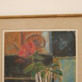 Huile sur masonite suédoise du milieu du siècle « Nature morte » – datée de 1953