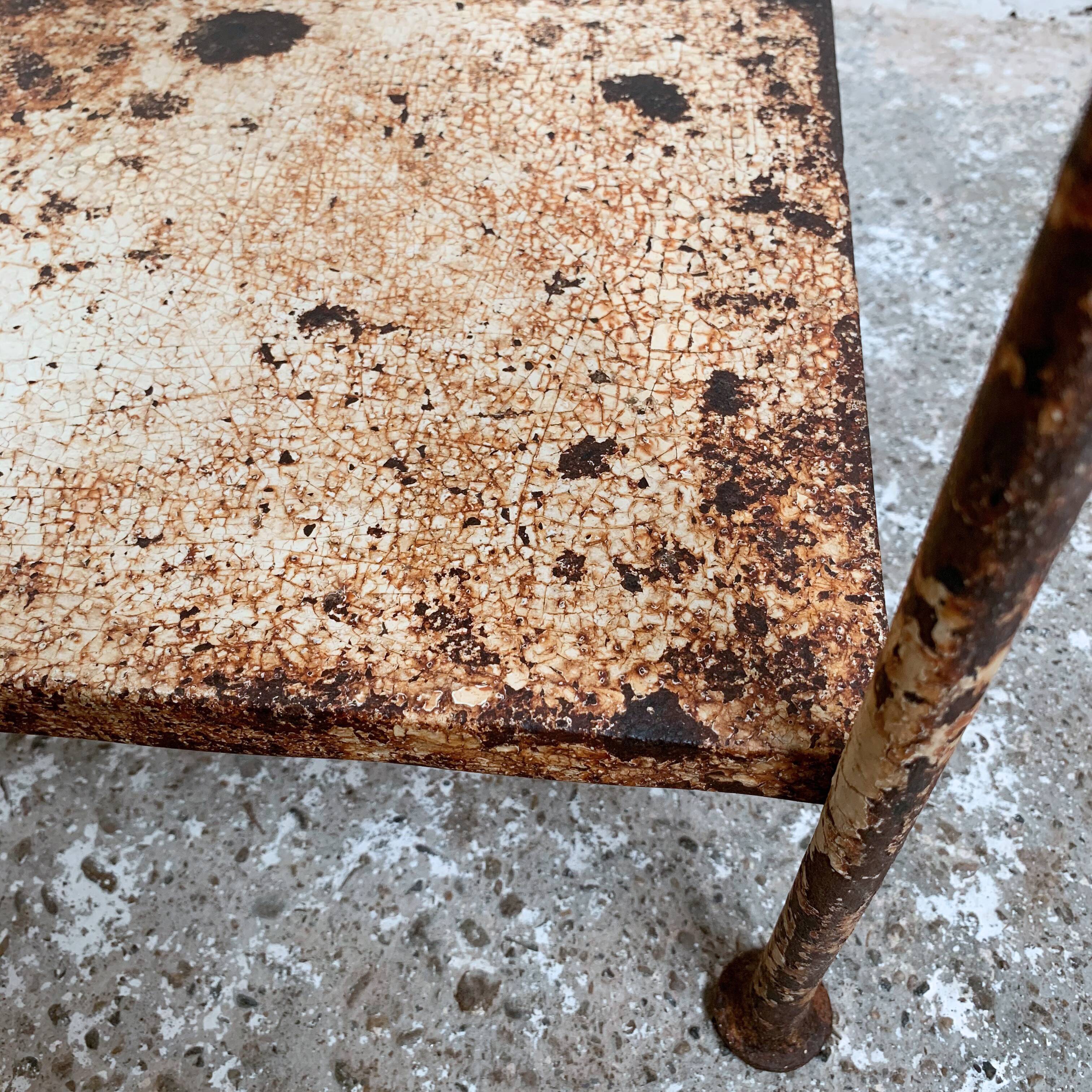 Former hospital bedside table late 19th century early 20th century in metal
