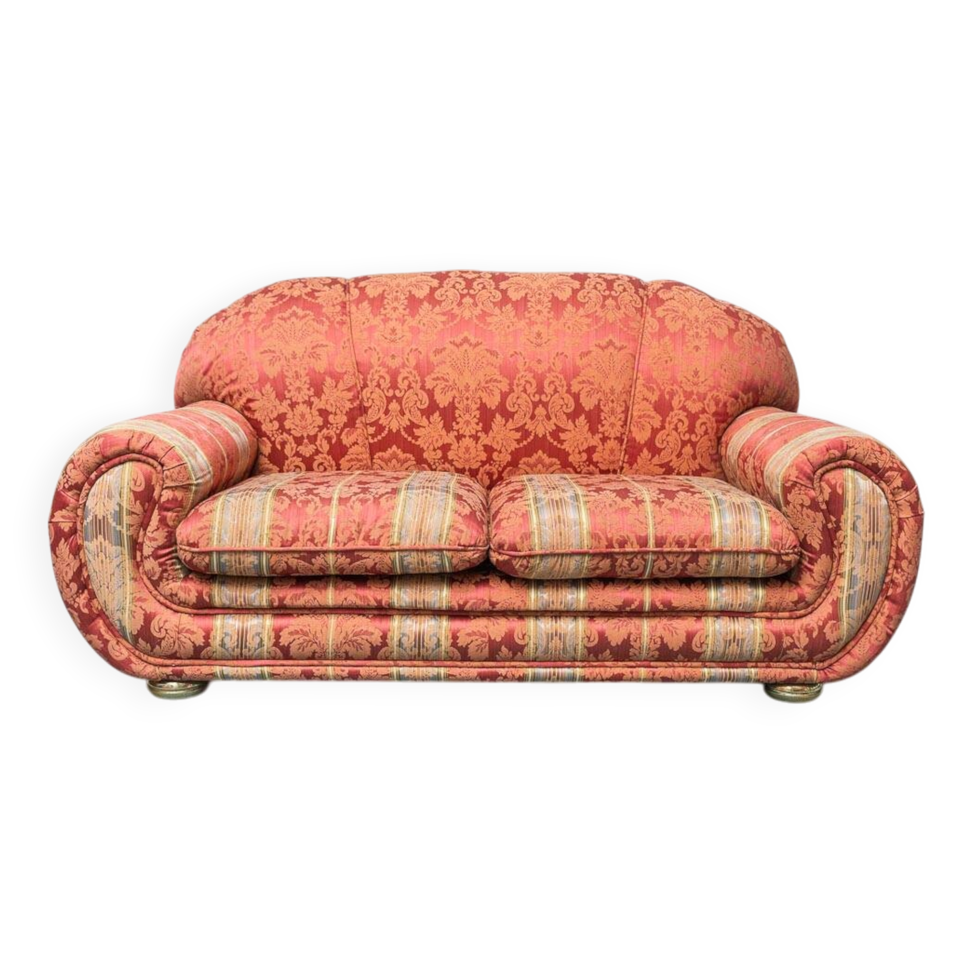 Divano due posti in tessuto broccato anni ’50 vintage