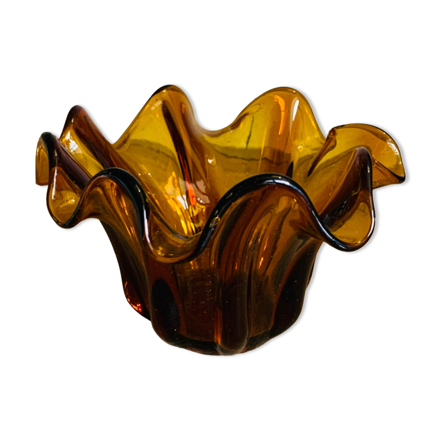 Blown glass draped candle holder