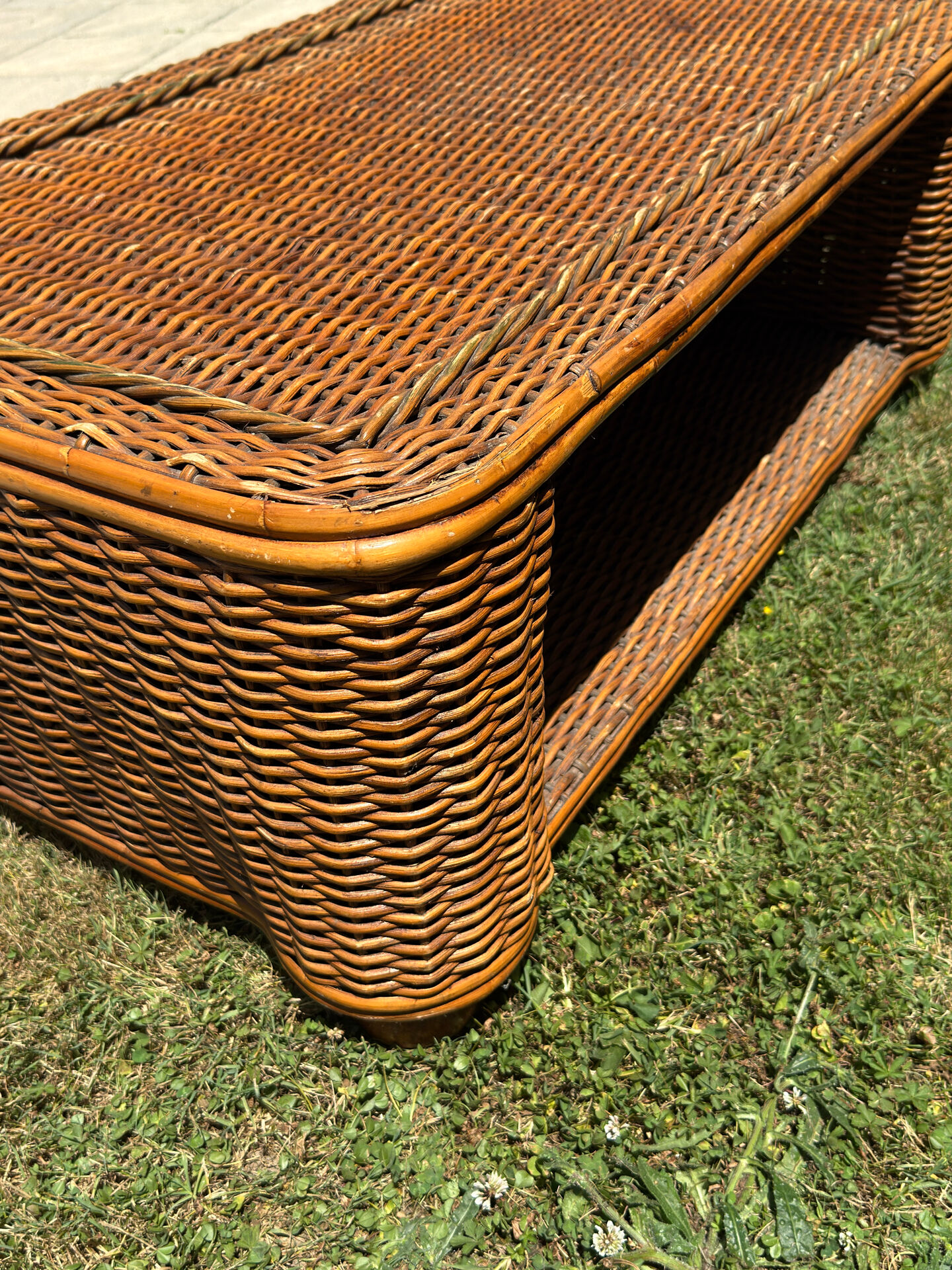 Woven rattan coffee table - 1970s