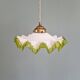 Art Deco suspension in white opaline with a scalloped design, 1920-30.