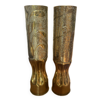 Pair of brass vases