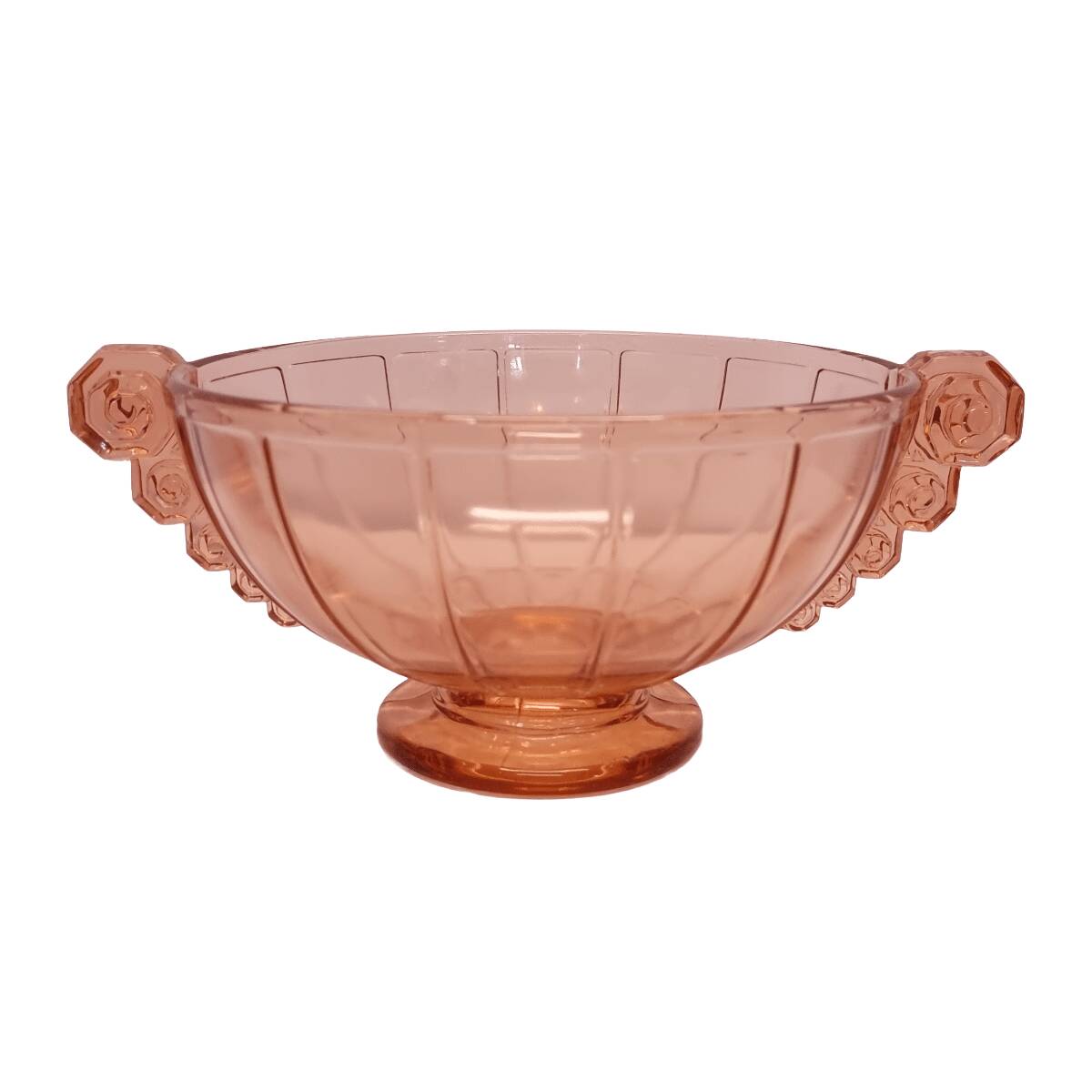 Art Deco pink glass fruit bowl