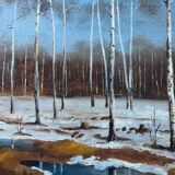 Tableau HSP "Paysage hivernal" monogrammé + cadre