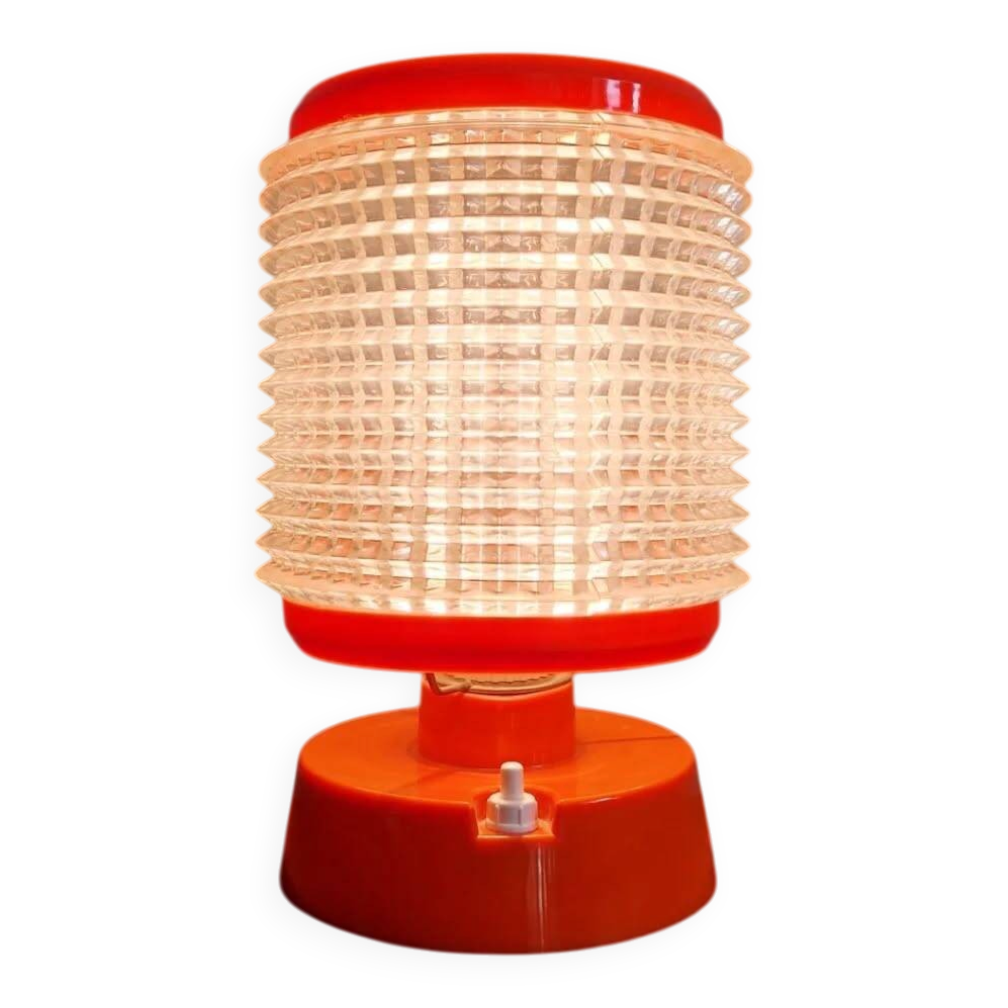 Vintage table lamp in orange and transparent plastic, 1960s.