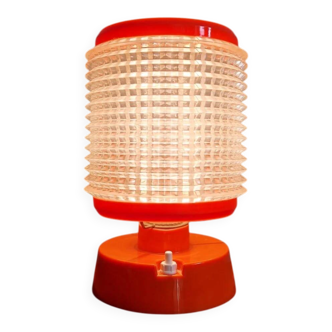 Vintage table lamp in orange and transparent plastic, 1960s.