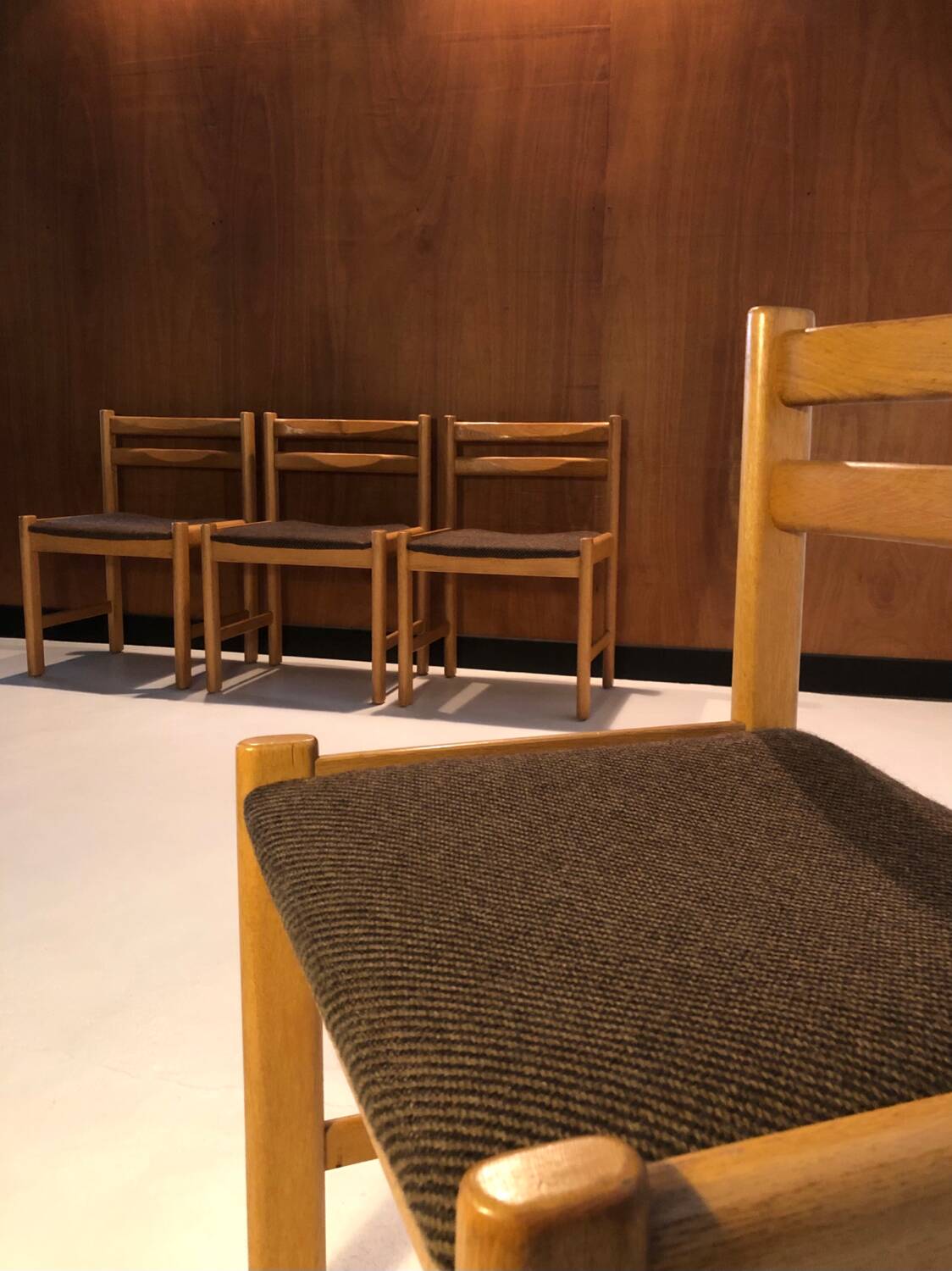 4 vintage solid wood chairs circa 1970