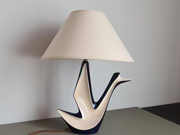 Lampe de table vintage en céramique – lampe sculpturale milieu du siècle – éclairage moderne art déco – lampe statement style designer – design français
