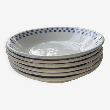 6 “checkerboard” soup plates Moulin des Loups