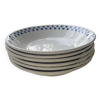 6 “checkerboard” soup plates Moulin des Loups