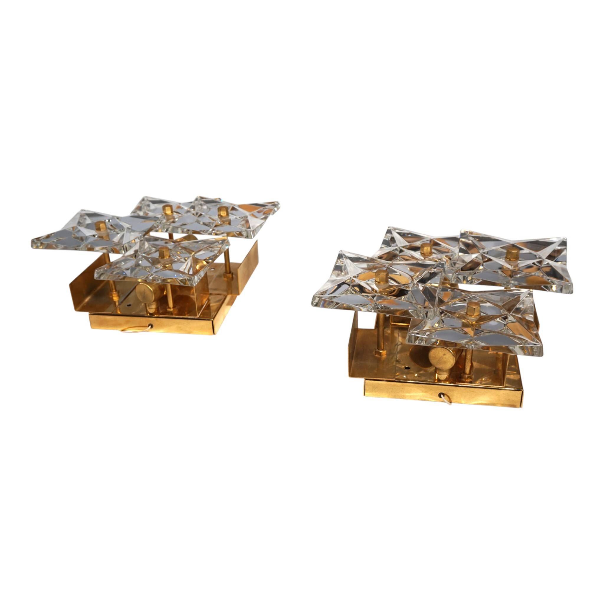 Set of 2 Kinkeldey Hollywood Regency crystal wall lamps, 1970