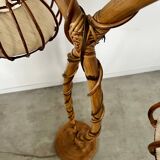 Old bamboo and rattan floor lamp design 60s Louis Sognot vintage lamp