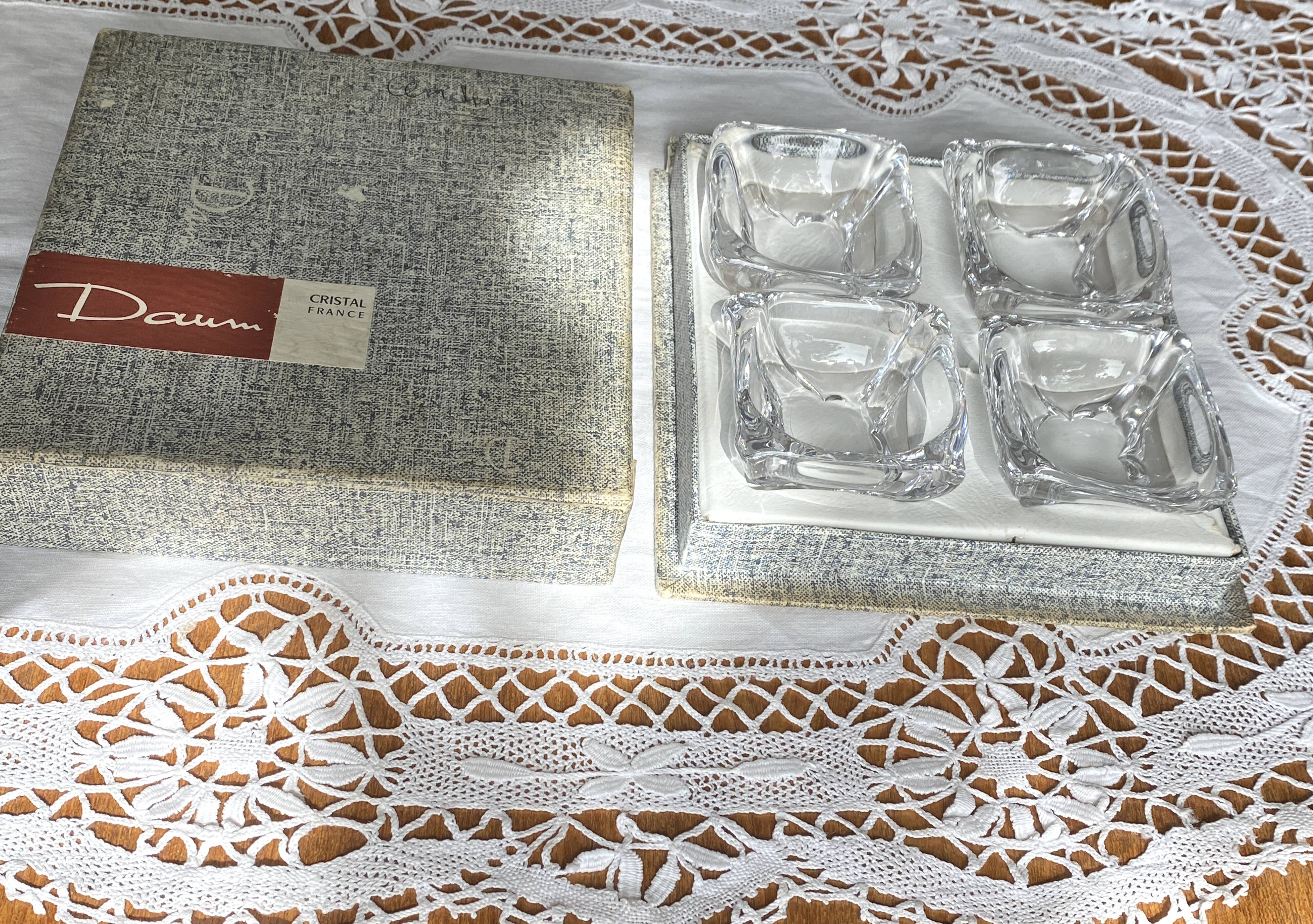 4 individual salt cellars in Daum Crystal, France