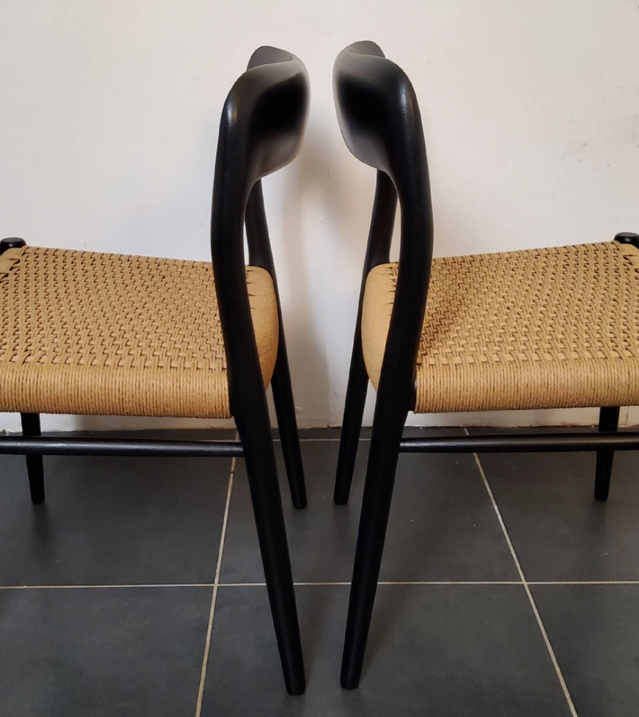 Niels Møller model 75 chair, black, Scandinavian, vintage 1960s.