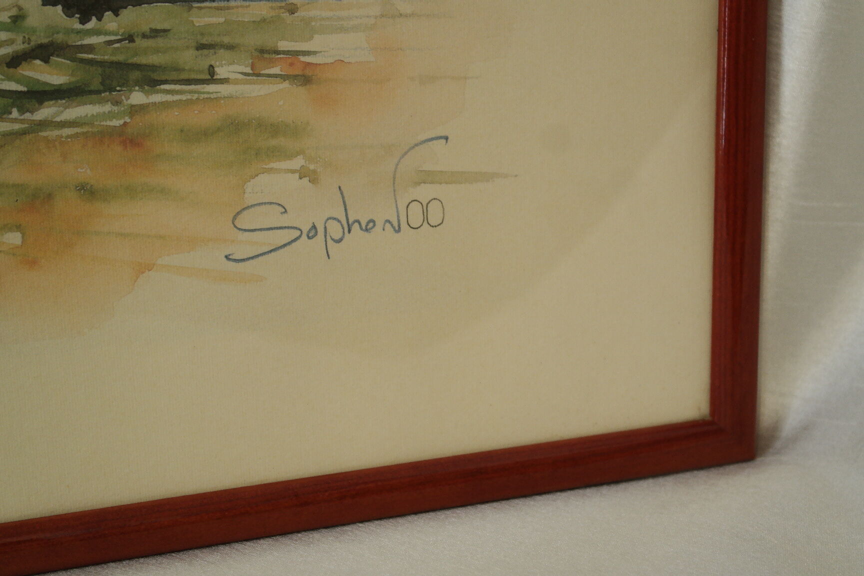 Numbered watercolor lithograph painting "the cane harvest"