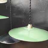 4 enameled sheet metal pendants