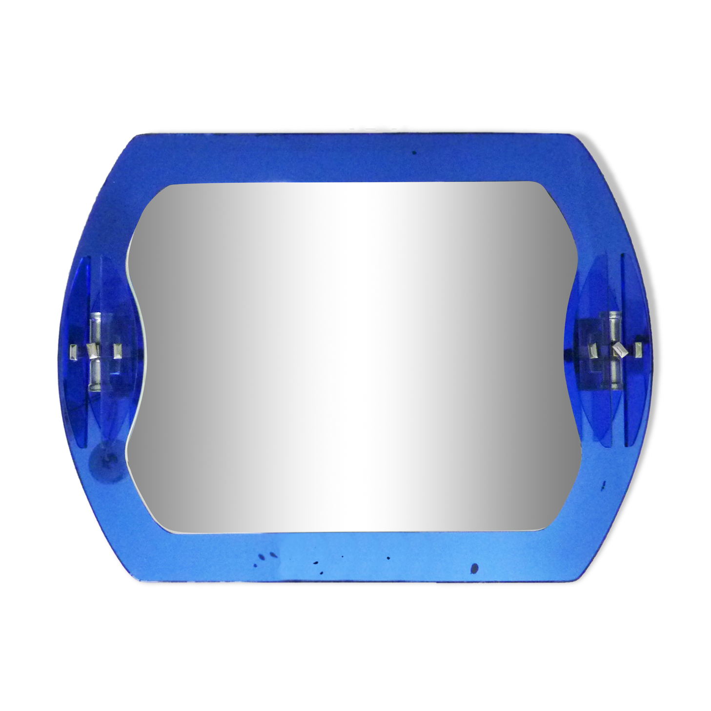 Veca cobalt blue mirror with 2 shades Veca, Italy, 70s, 71x63 cm