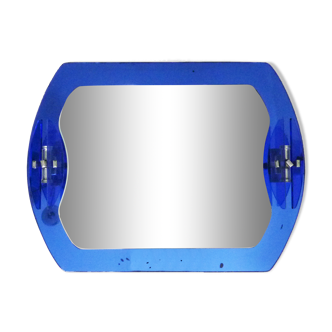 Miroir Veca bleu cobalt à 2 teintes Veca, Italie, années 70, 71x63 cm