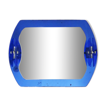 Veca cobalt blue mirror with 2 shades Veca, Italy, 70s, 71x63 cm