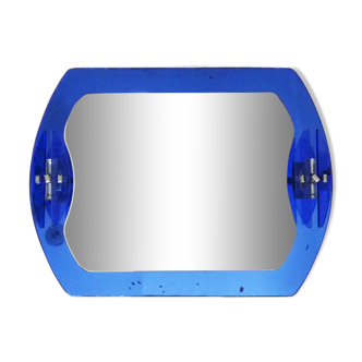 Veca cobalt blue mirror with 2 shades Veca, Italy, 70s, 71x63 cm