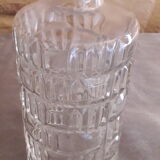 Set of 2 chiseled glass liquor decanters