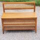 Vintage chest bench from the 50s in oak and rattan