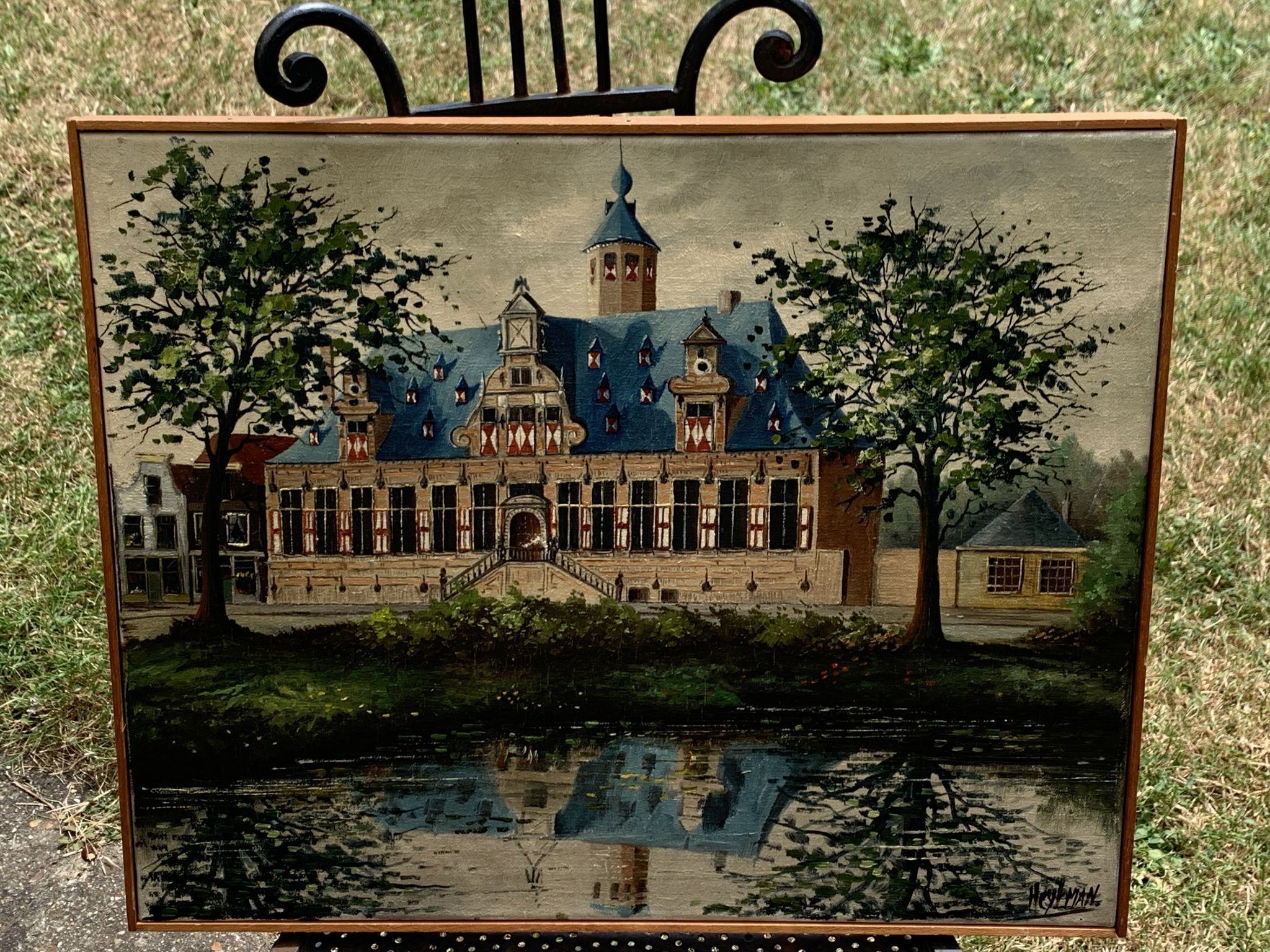 Painting monument architecture netherlands signed by Willem Heytman vintage