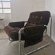 Velvet and tubular metal armchair 1980