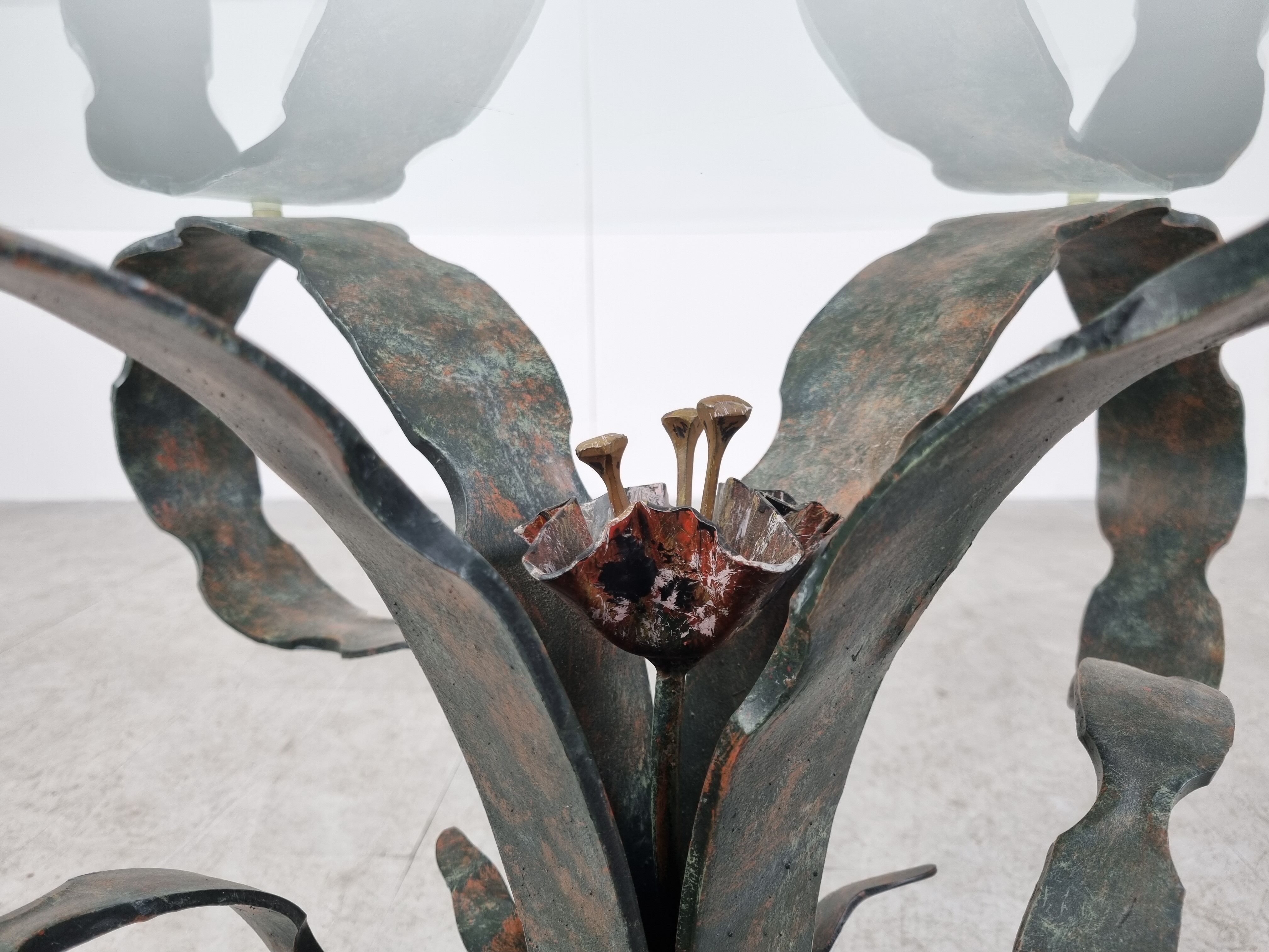 Sculpted steel flower coffee table, 1970s