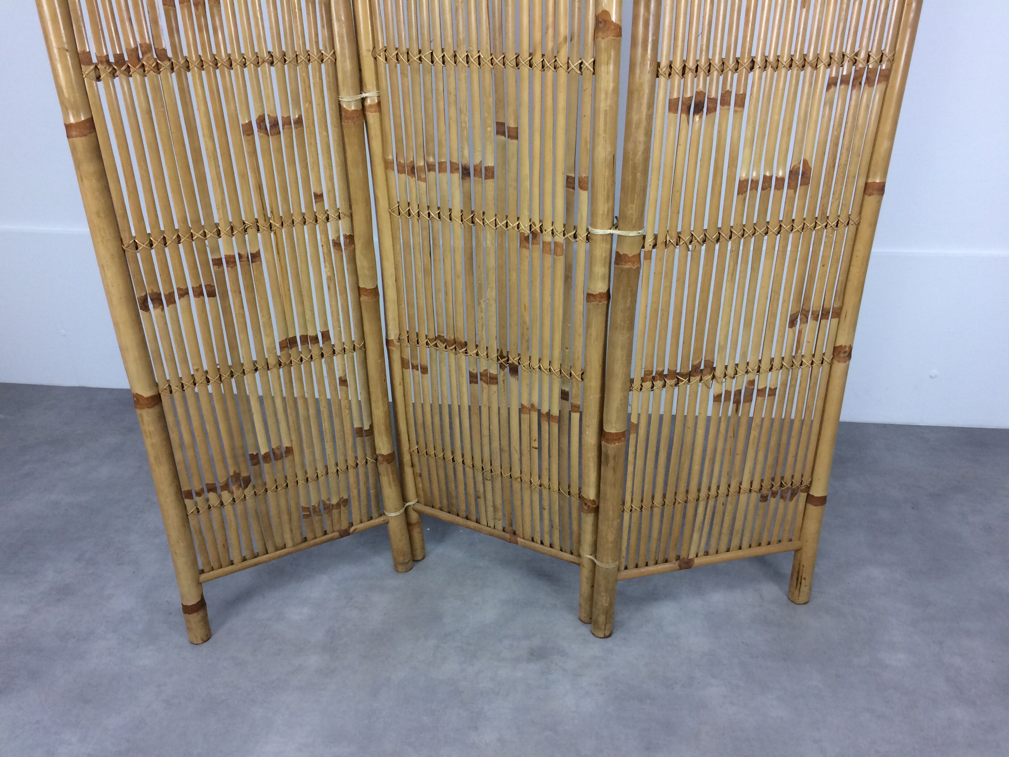 Vintage Bamboo Room Divider 3 Panels