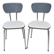 Set of two vintage grey Formica and chrome chairs.