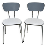 Lot de deux chaises vintage formica gris et chrome