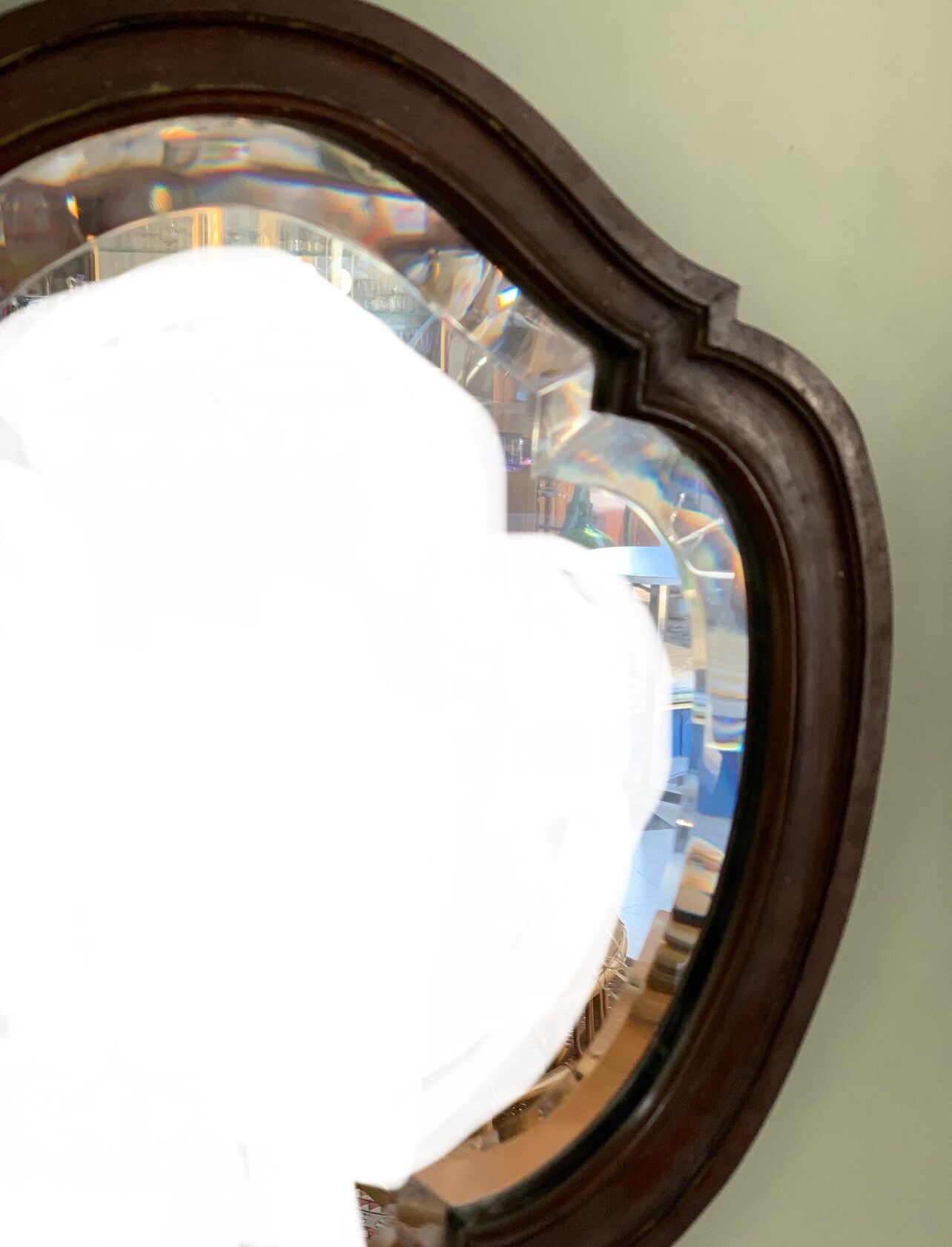 Old mahogany mirror, beveled glass, 43x40cm