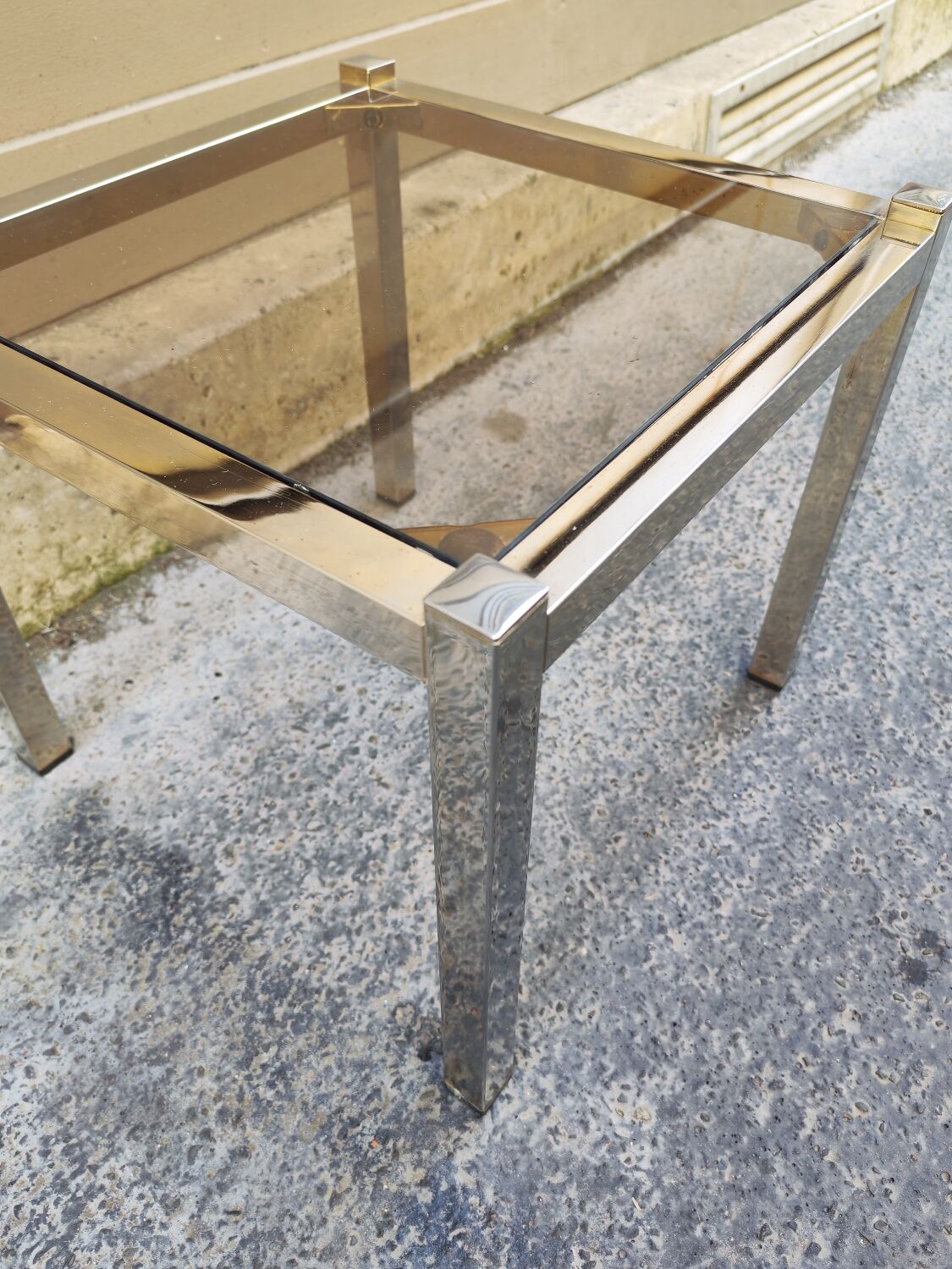 Table basse chromé vintage 1970