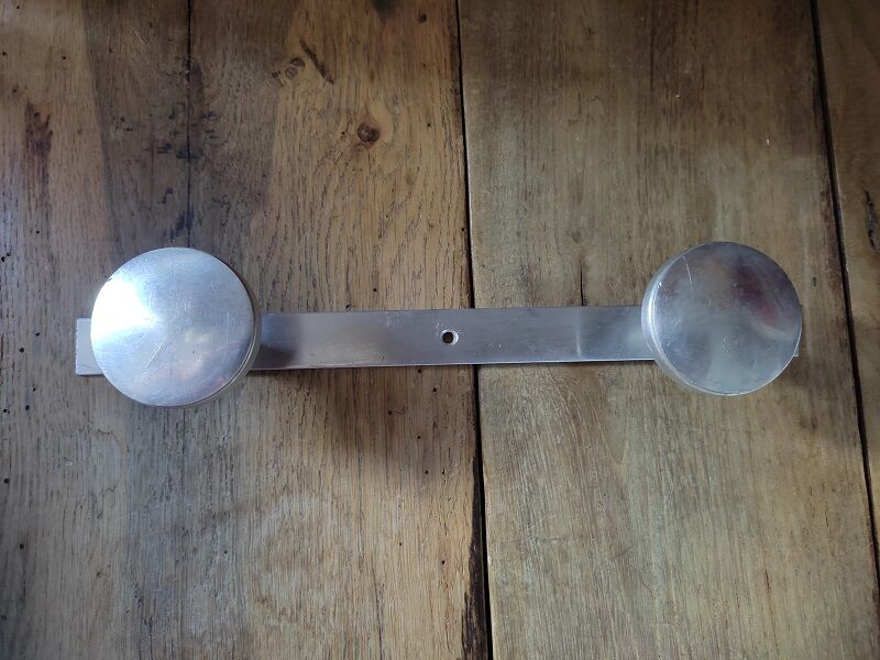 Coat rack metal aluminum patinated 2 hooks