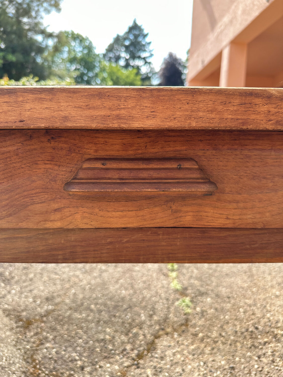 Hand-carved solid wood farm table