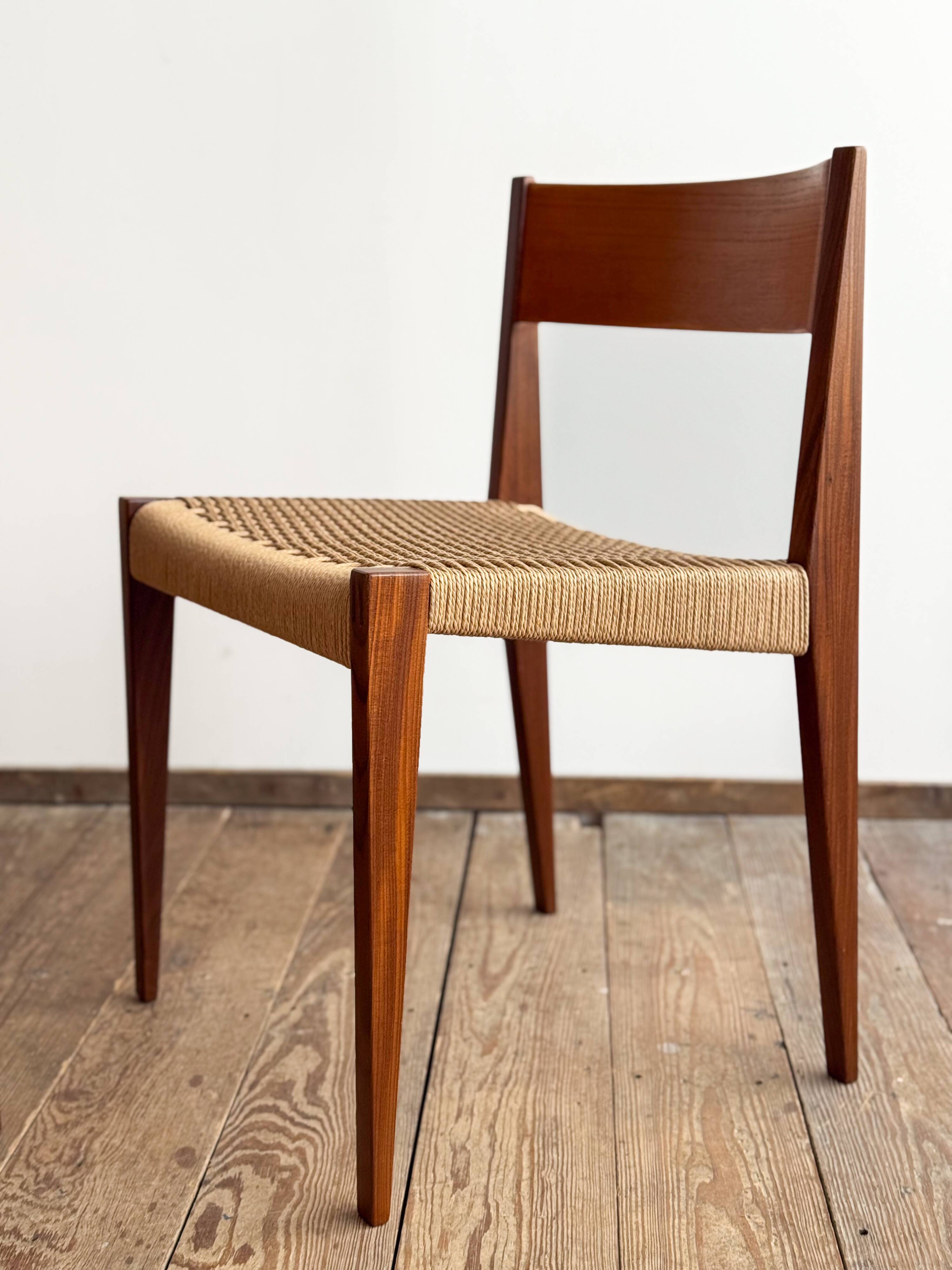 6 chairs by Poul Cadovius, walnut, with new seats, Mid Century.